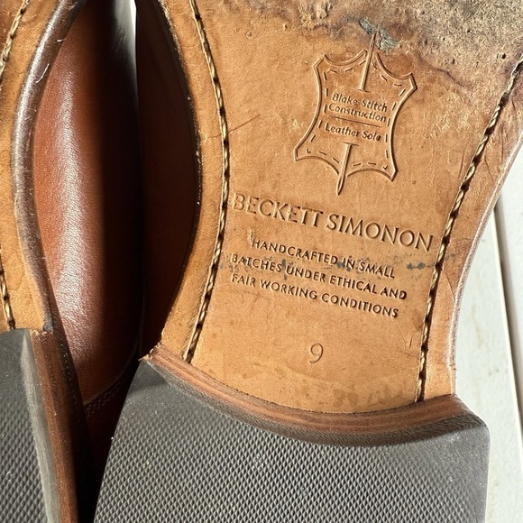 Beckett Simonon Dress Shoes Mens 9 Hoyt‎ Monkstraps Brown Full Grain Leather - Picture 8 of 8